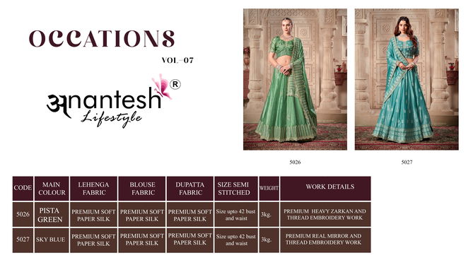 Occations Vol 7 By Anantesh Designer Wholesale Lehenga Choli Suppliers In Mumbai